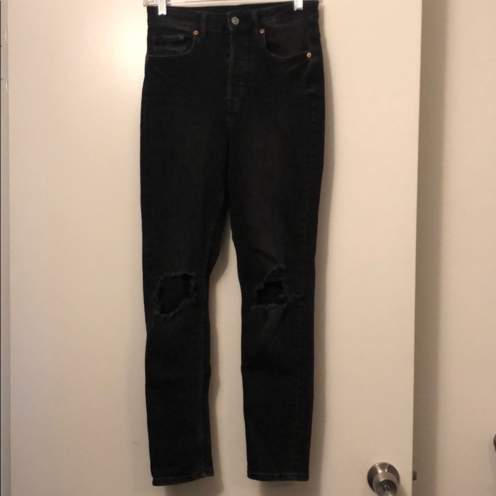 Zara dark grey high waisted ripped jeans skinny